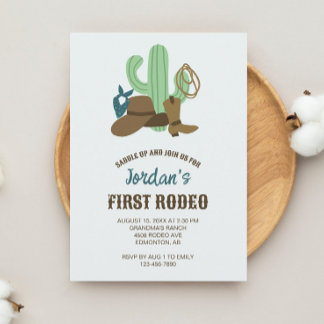 Erster Rodeo Geburtstag 1. Cowboy Niedlicher Weste Einladung