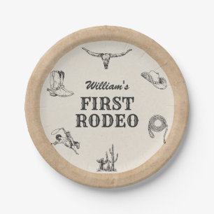 Erster Rodeo Vintager neutraler Cowboy 1. Geburtst Pappteller