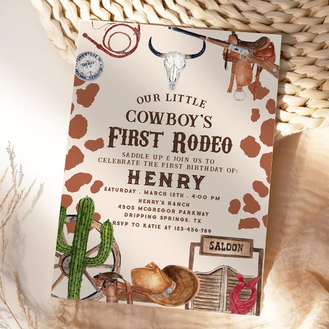 Erster Rodeo Western Cowboy 1. Geburtstag Einladung (Von Creator hochgeladen)