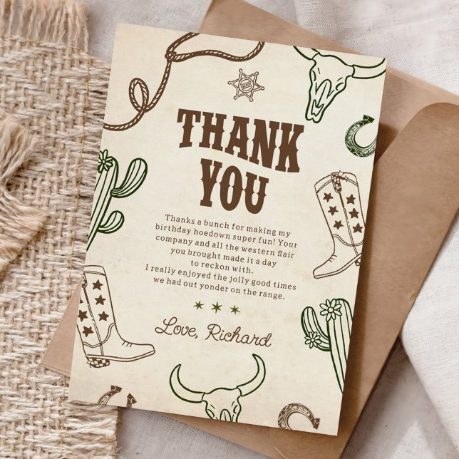 Erster Rodeo Western Junge 1. Geburtstag Dankeskarte (Von Creator hochgeladen)