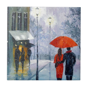 Erster Schnee in Paris Fliese