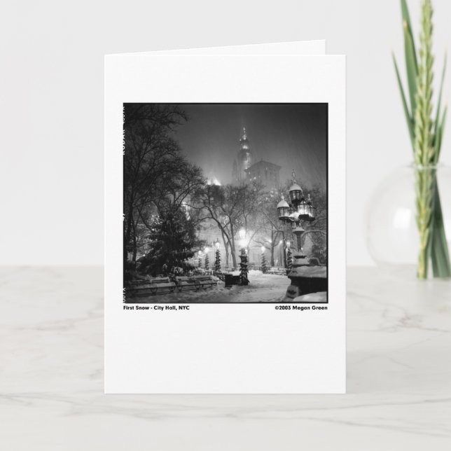 Erster Schnee - Rathaus, NYC Karte (Vorderseite)