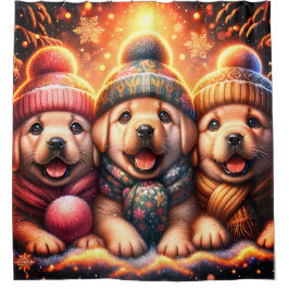 "Erster Schneefall der Gelbe Labrador - Whimsical Duschvorhang