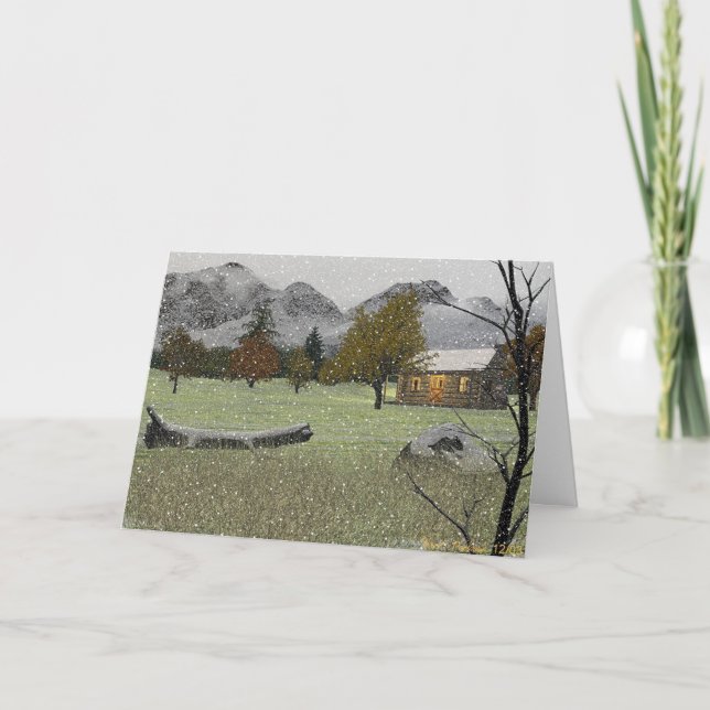 Erster Schneefall Feiertagskarte (Vorderseite)