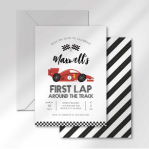 Erster Schritt rund um die Track-Geburtstagseinlad Einladung