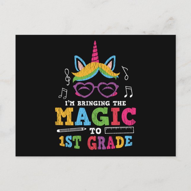 Erster Schullehrer Kid Squad Magic Unicorn Postkarte (Vorderseite)