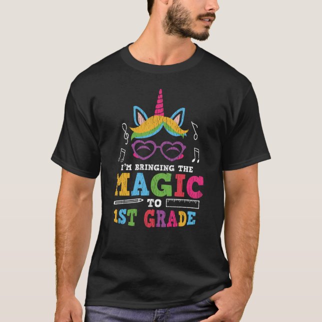 Erster Schullehrer Kid Squad Magic Unicorn T-Shirt (Vorderseite)