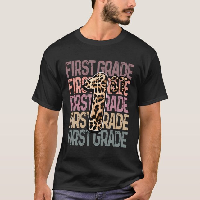 Erster Schullehrer Leopard erster Schultag T-Shirt (Vorderseite)