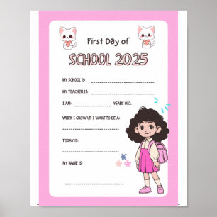 Erster Schulposter - Niedliches Printable Sign Poster