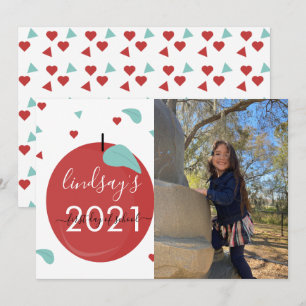 Erster Schultag Apfel Rot Schrift Foto Karte