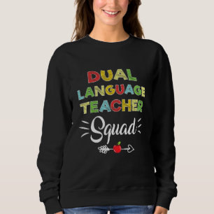 Erster Schultag Cooler zweisprachiger Lehrer Squ Sweatshirt