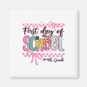 Erster Schultag der 4. Klasse Mädchen Schleife Zur Magnet