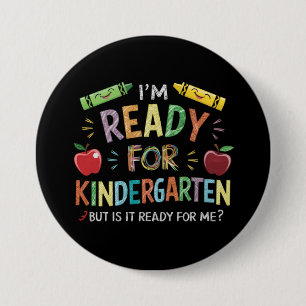 Erster Schultag der Kids im Kindergarten Spaß zurü Button