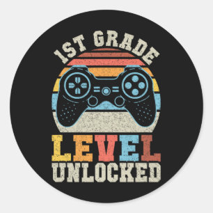 Erster Schultag des ungesperrten Gamers Runder Aufkleber