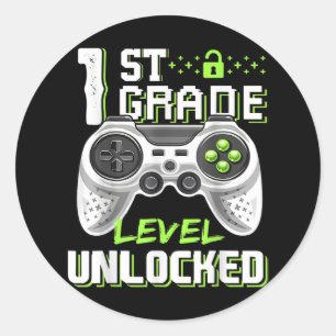 Erster Schultag des ungesperrten Gamers Runder Aufkleber