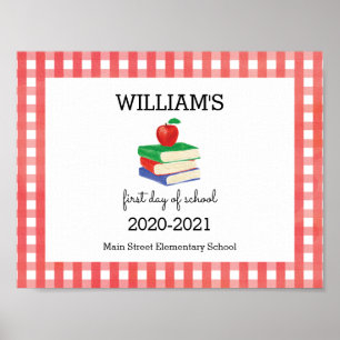 Erster Schultag Gingham Apple Poster