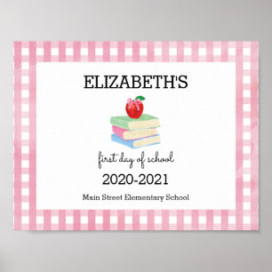 Erster Schultag Gingham Apple Poster