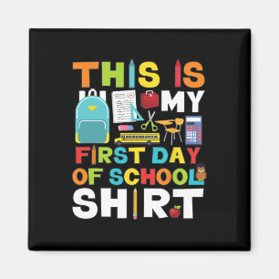 Erster Schultag Jungen Mädchen zurück zur Schule  Magnet