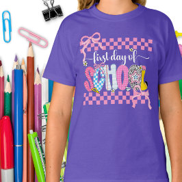 Erster Schultag Kariert Coquette Schleife Preppy T-Shirt