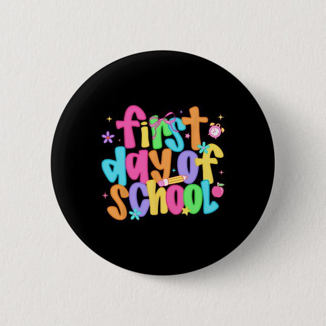 Erster Schultag Lehrer Schüler Zurück zur Schule Button (Vorderseite)