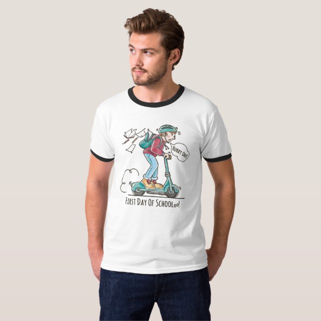 Erster Schultag | Männerklingeln T-Shirt (Vorne ganz)