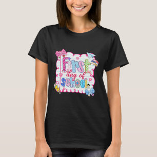 Erster Schultag Preppy Coquette Schleife Zurück zu T-Shirt