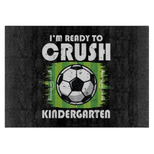 Erster Schultag Rückkehr zur Schule Fußball Kinder Schneidebrett