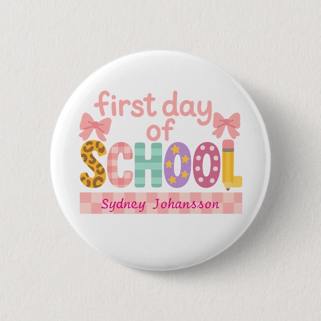 Erster Schultag Süß Zurück zur Schule Button (Vorderseite)
