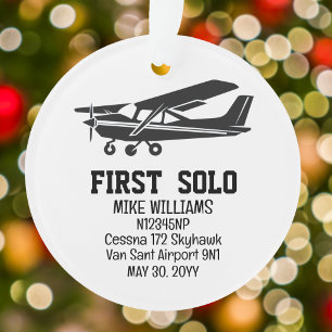 Erster Solo-Flugzeug PILOT Luftfahrt Personalisier Ornament
