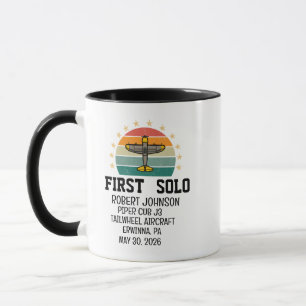 Erster Solo-Flugzeug PILOT Retro Personalisiert Tasse