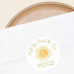 Erster Sonnenumlauf Geburtstag Mädchen Runder Aufkleber