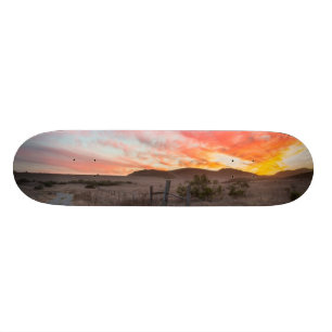 Erster Sonnenuntergang des Tages Skateboard