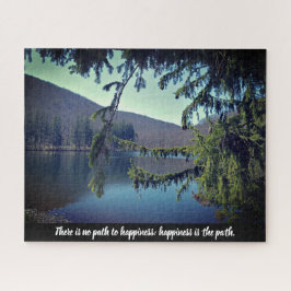 Erster Stausee durch die Bäume Motivierend Puzzle