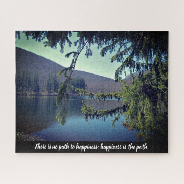 Erster Stausee durch die Bäume Motivierend Puzzle (Horizontal)