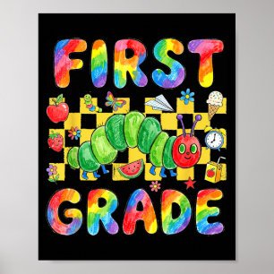 Erster Tag der ersten Klasse Lehrer Mädchen Kinder Poster