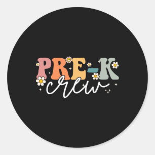 Erster Tag der Pre-K-Crew Groovy Byck to School Te Runder Aufkleber