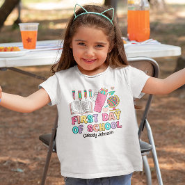 Erster Tag der Schule farbenfrohe Retro T-Shirt