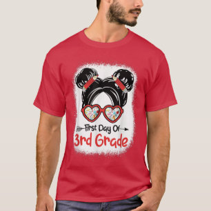 Erster Tag der Schule Mädchen Messy Bun ersten Tag T-Shirt