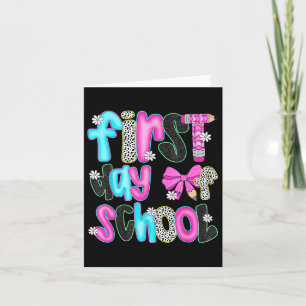 Erster Tag der Schule Stift Coquette Bow Funny Bac Karte