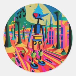 Erster Tag der Surrealismus Schule - Ken Gage Art Runder Aufkleber