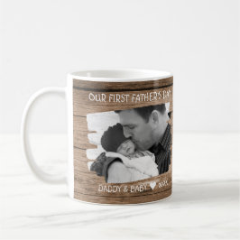 Erster Tag der Väter New Dad Baby Foto Rustikales  Kaffeetasse