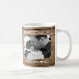 Erster Tag der Väter New Dad Baby Foto Rustikales Kaffeetasse