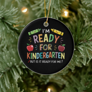 Erster Tag der Vorschule für Kinder Lustig Zurück Keramik Ornament