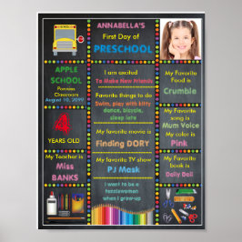Erster Tag der Vorschule, Tafelschild Foto GIRL Poster