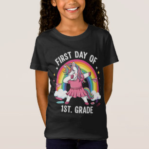 Erster Tag des ersten Grade Dabbing Einhorn Zurück T-Shirt
