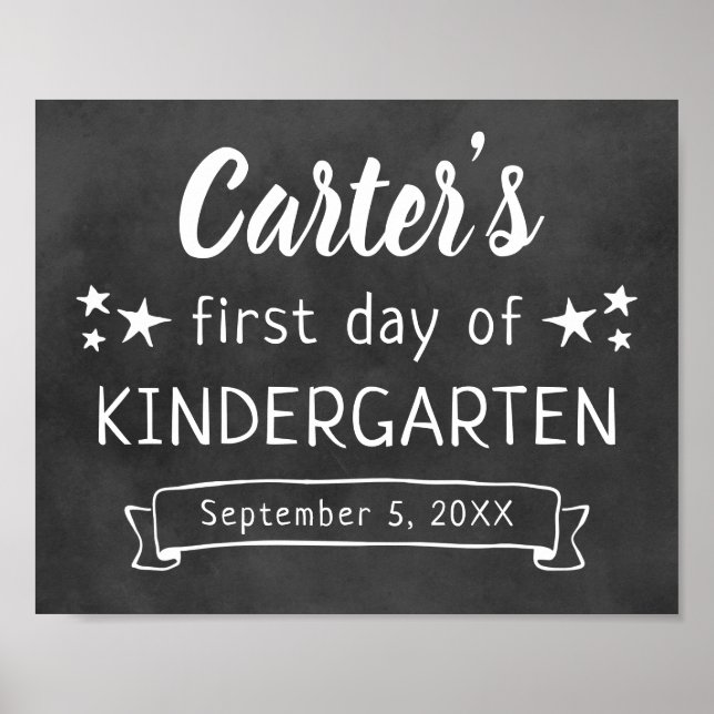 Erster Tag des Kindergarten Black Chalkboard Schil Poster (Vorne)
