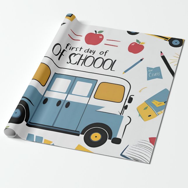 Erster Tag des Stift-Poster der Schule Geschenkpapier (Ungerollt)