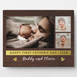 Erster Tag des Vaters 3 Foto Collage Rustikales Ho Fotoplatte