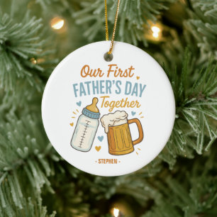 Erster Tag des Vaters - Beer & Baby Flasche Keramik Ornament