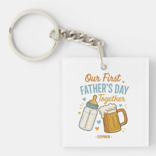 Erster Tag des Vaters - Beer & Baby Flasche Schlüsselanhänger